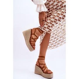 Läder Wedge Sandaler Brun Margaritt 2