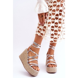 Margaritt Silver Wedge Sandaler 1