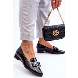 Vinceza Svarta Loafers med lågklackat patent Asselia 2