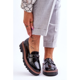 Vinceza Lackade Damplattform Loafers Med Dekoration Svart Jonett 1