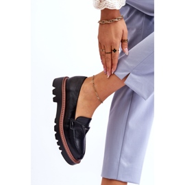 Vinceza Kvinnors läder loafers på plattformen med dekoration svart Jonett 2