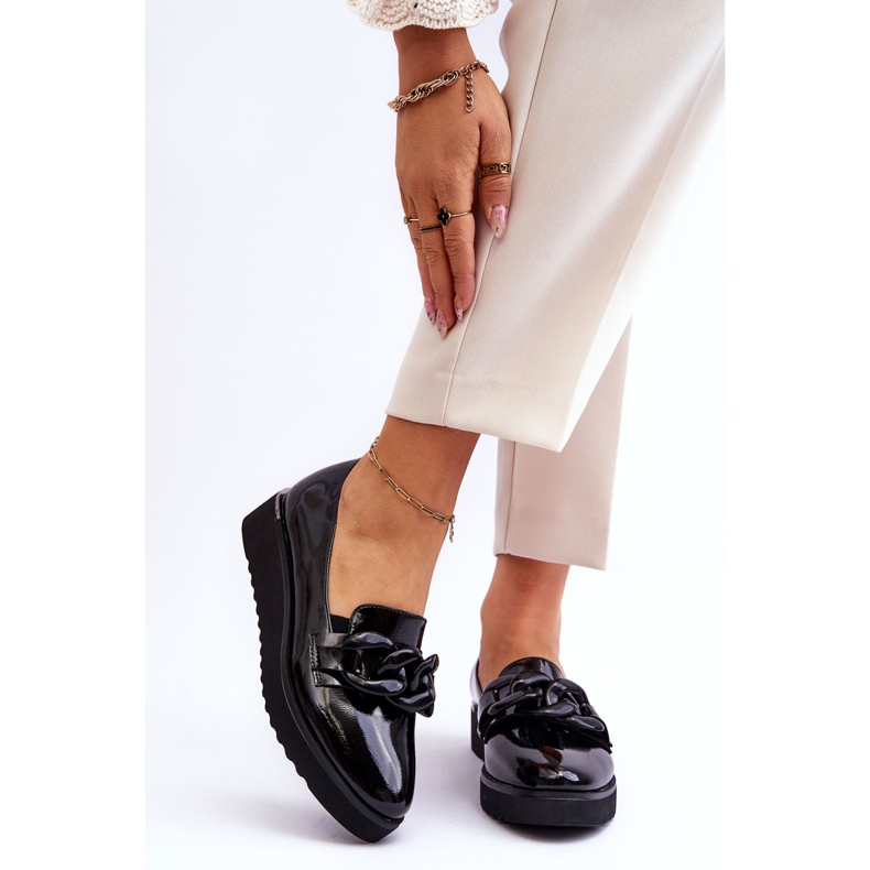 Vinceza Lackade Wedge Loafers Svart Semma 1