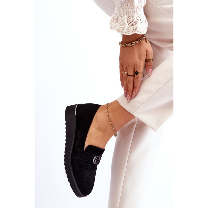 Vinceza Låg kil loafers i mocka för kvinnor Svart Synthia 2