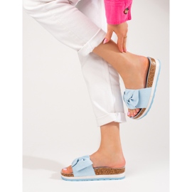 Platttofflor i mocka för kvinnor Vinceza blå 2