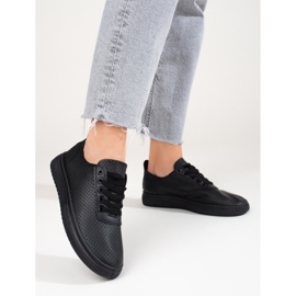 Genombrutna svarta Shelovet sneakers för kvinnor 1
