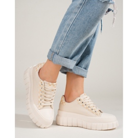 Creamsneakers för kvinnor på en hög Shelovet-plattform beige 2