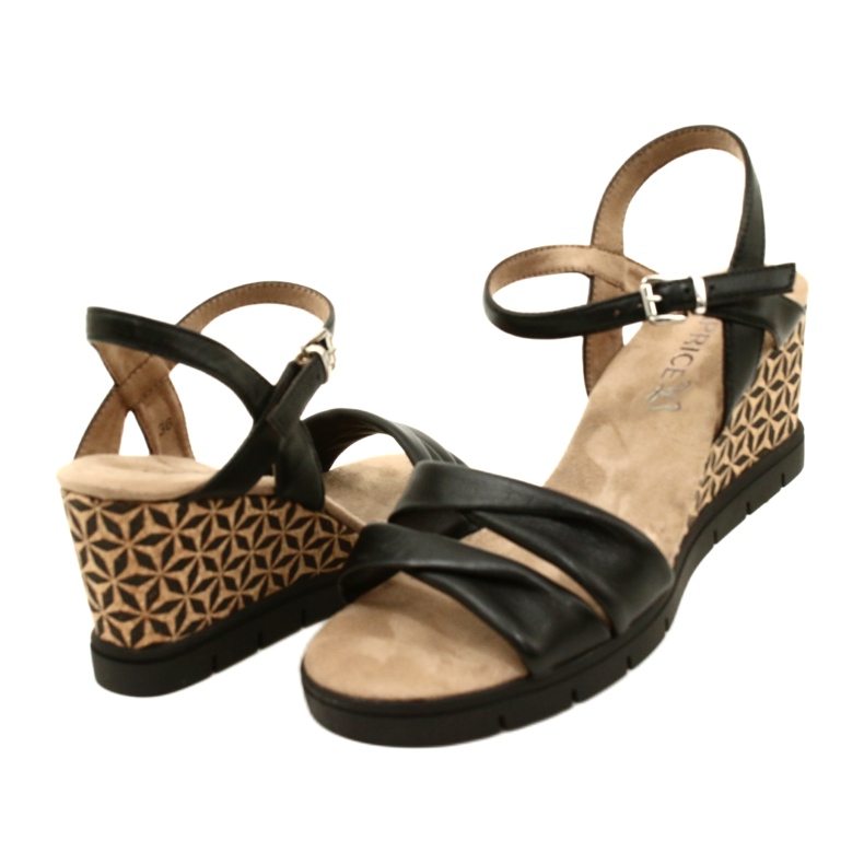 Caprice Wedge Lädersandaler 9-28710-20 040 Svart Softnap 4