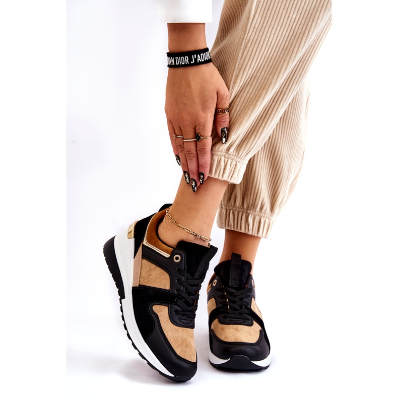 Klassiska Wedge Sneakers Beige och Black Collide brun 1
