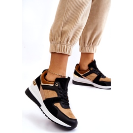 Klassiska Wedge Sneakers Beige och Black Collide brun 2