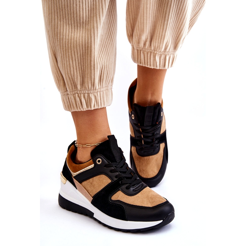 Klassiska Wedge Sneakers Beige och Black Collide brun 4