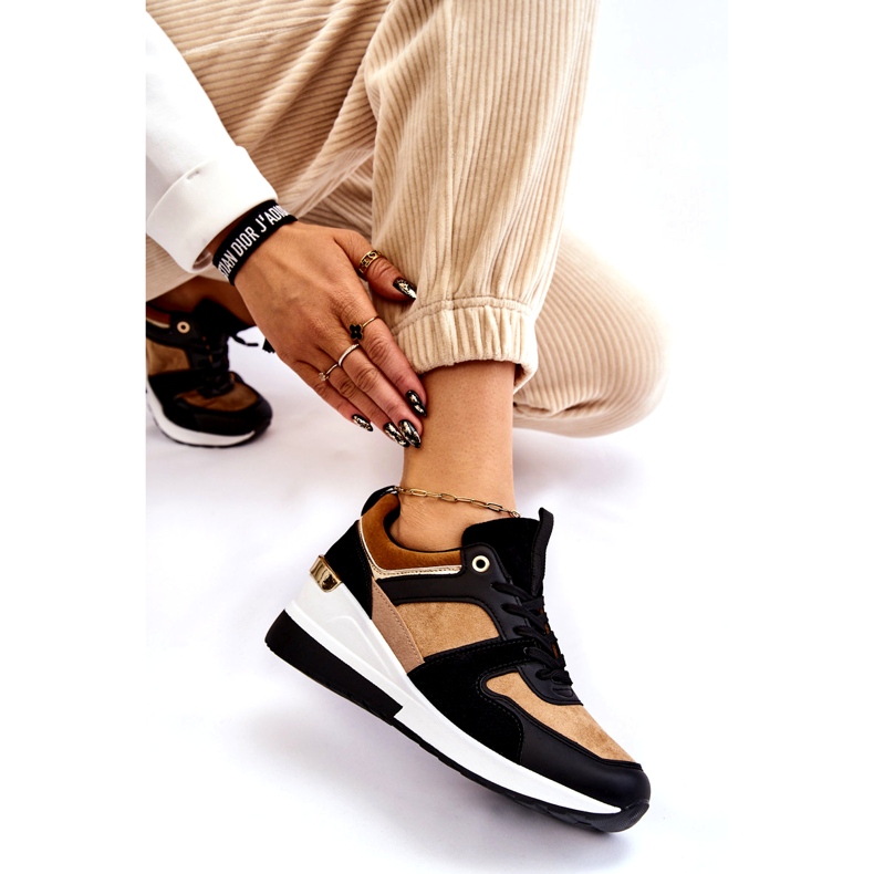 Klassiska Wedge Sneakers Beige och Black Collide brun 6