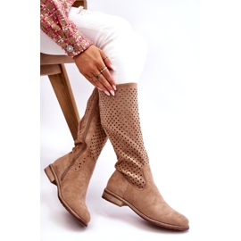 S.Barski Dammocka genombrutna stövlar över knä Beige Savannah 4