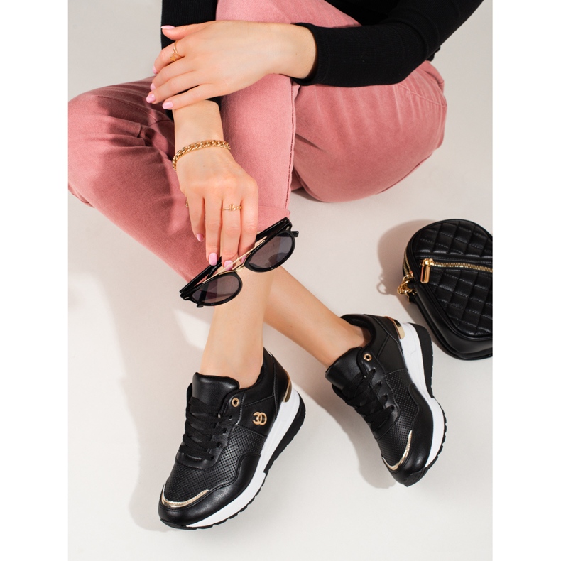 Shelovet svarta sneakers för kvinnor 1