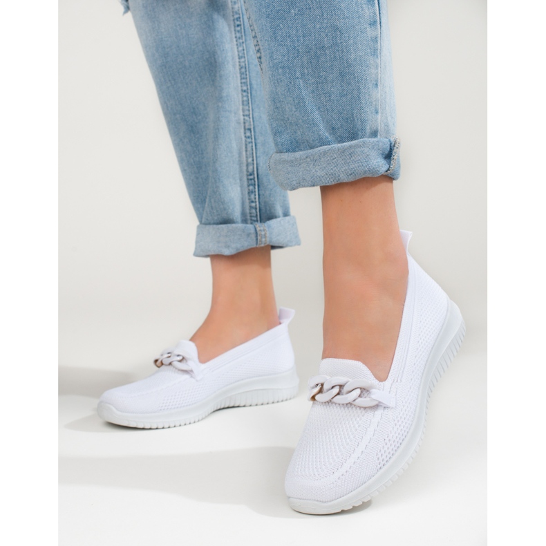 Bekvämt material för kvinnor glider på med en kedja vit Shelovet 1