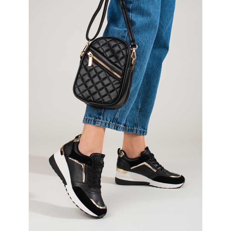 Svarta Shelovet wedge sneakers för kvinnor 2