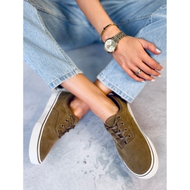 BM Lovis Taupe damsneakers i mocka grön 1