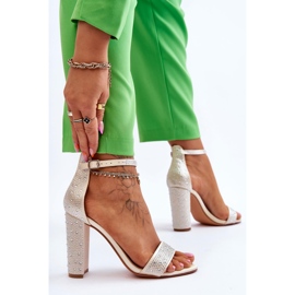 Högklackade damsandaler med zirkoner Beige Idealistic 2