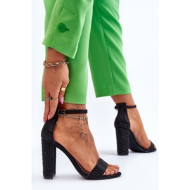 Högklackade damsandaler med zirkoner svart idealistisk 2