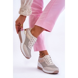 S.Barski Genombrutna sneakers i läder, ljusbeige, Virginia 2