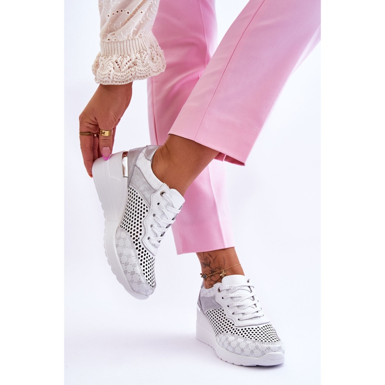 S.Barski Genombrutna sneakers i läder, kvinnor, vit Virginia 2