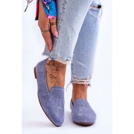 S.Barski Bekväma blå Giovana Loafers i mocka 2