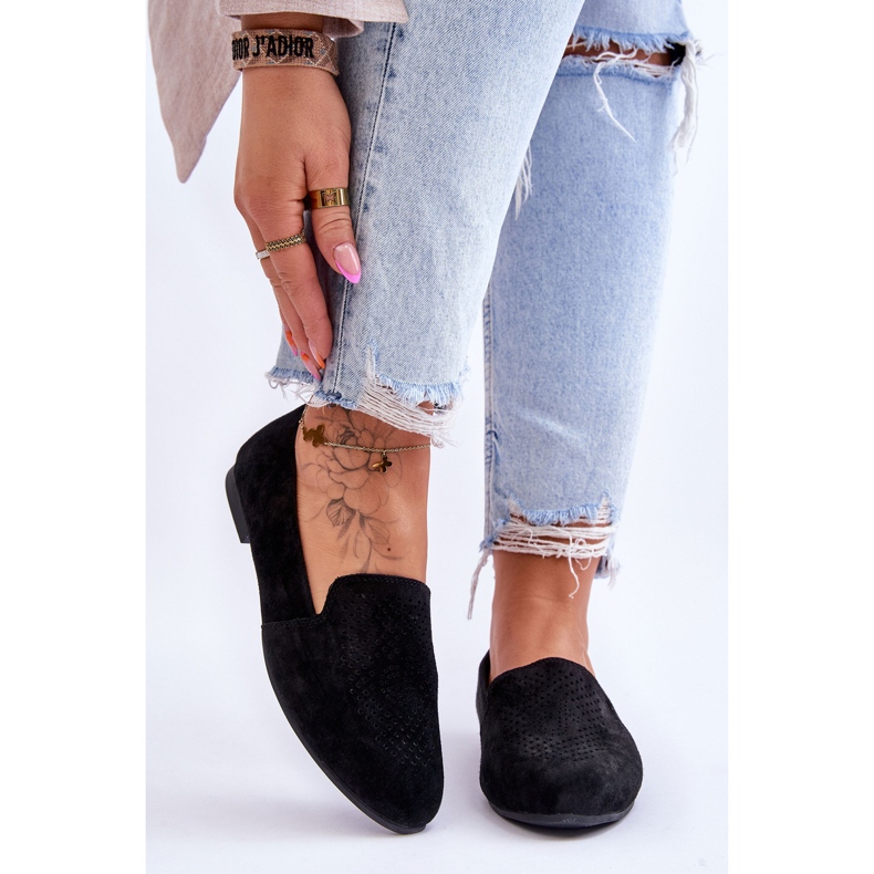 S.Barski Bekväma loafers i mocka Svart Giovana 1