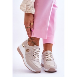 S.Barski Rebeca Beige Wedge Lädersportskor för kvinnor 1