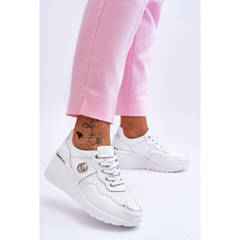 S.Barski Sportskor i läder, dam, vit-silver Rebeca 2