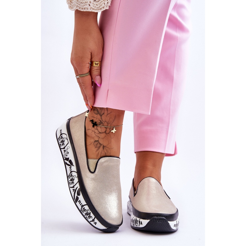 S.Barski Slip-On läder Sneakers för kvinnor Guld Ottavia gyllene 1