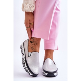 S.Barski Slip-On Läder Sneakers för kvinnor Silver Ottavia silver- 1