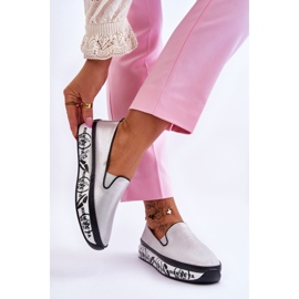 S.Barski Slip-On Läder Sneakers för kvinnor Silver Ottavia 2