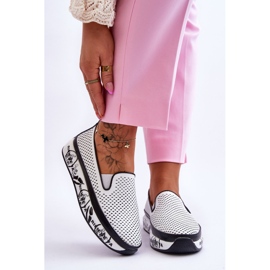 S.Barski Genombrutna lädersneakers för kvinnor Slip-On White Sorito vit 1