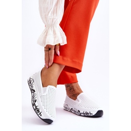 S.Barski Genombrutna Slip-On Sneakers i läder Vit Gedra 2