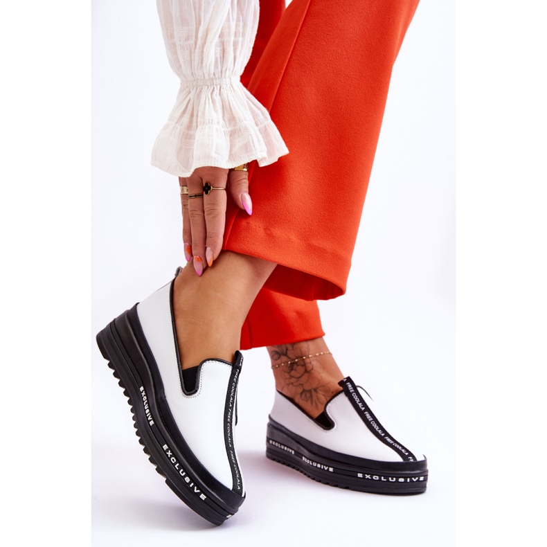 S.Barski Slip-on läder Sneakers för kvinnor Vita Nathalie 2