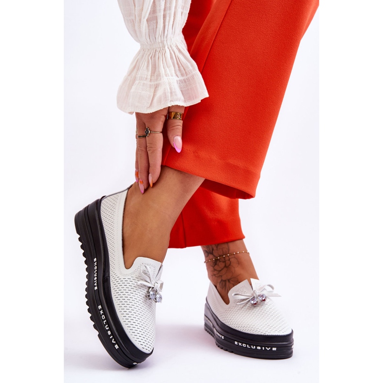 S.Barski Slip-on läder Sneakers för kvinnor White Raven vit 2