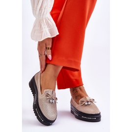 S.Barski Slip-on läder Sneakers för kvinnor Shiny Gold Raven gyllene 2