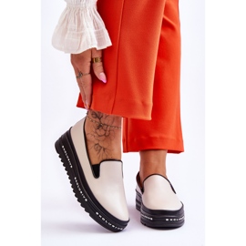 S.Barski Madeline Beige Läder Platform Slip-On Sneakers 1