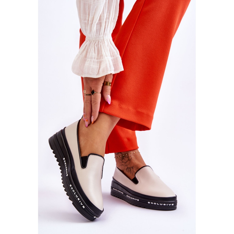 S.Barski Madeline Beige Läder Platform Slip-On Sneakers 2