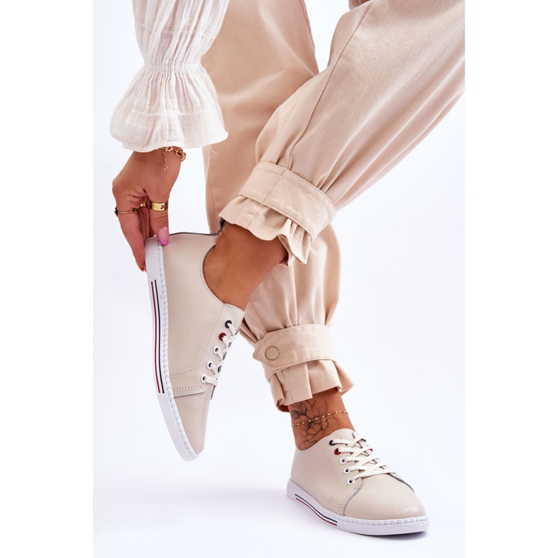 S.Barski Sneakers i läder för kvinnor Beige Renes brun 2