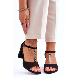 S.Barski Damsandaler i mocka på klack Svarta Florines 1