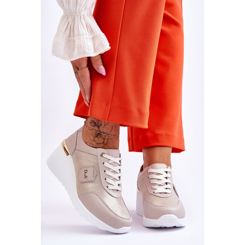 S.Barski Läder Wedge Sneakers för kvinnor Golden Beatris gyllene 1