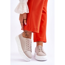 S.Barski Lädersportskor på Chunky Plattform Beige Montigo 1