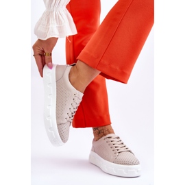 S.Barski Lädersportskor på Chunky Plattform Beige Montigo 2