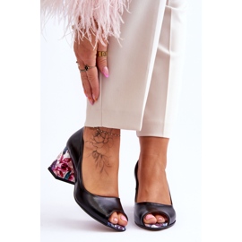 Lewski Shoes Läderpumpar med dekorativ klack Leski-skor 2608/K Svart 1