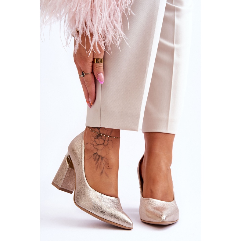 Lewski Shoes Läderpumpar Lewski 3117 Guld gyllene 1