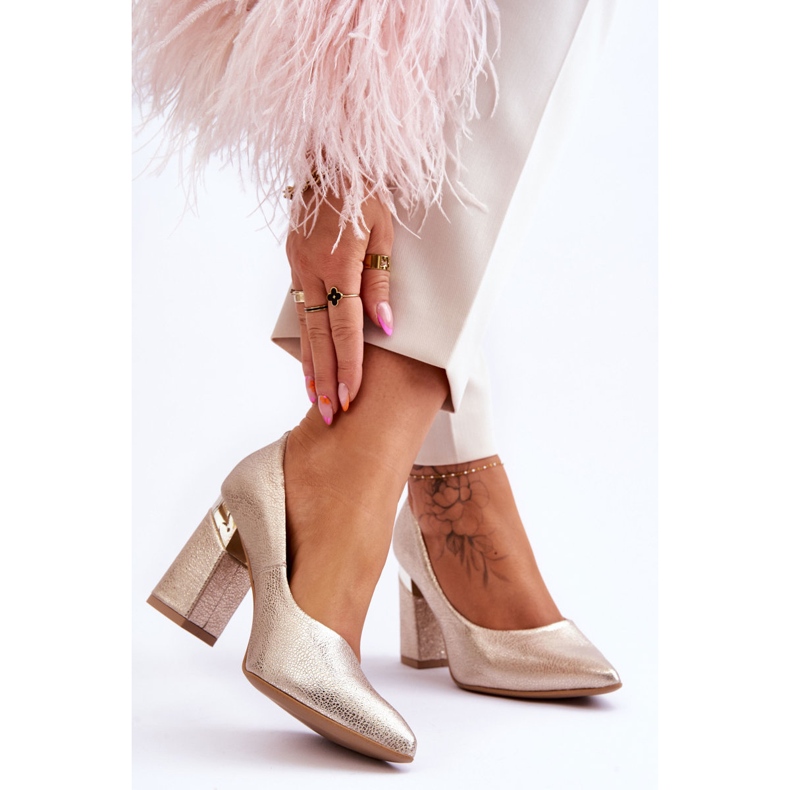 Lewski Shoes Läderpumpar Lewski 3117 Guld gyllene 2