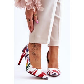 Lewski Shoes Fashionabla Leski-skor med höga klackar i läder 2659 Vit och Röd 1