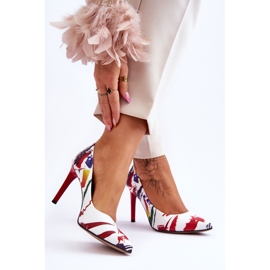 Lewski Shoes Fashionabla Leski-skor med höga klackar i läder 2659 Vit och Röd 2