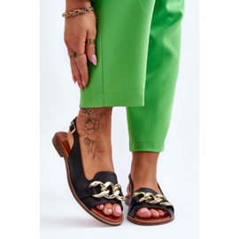 Lewski Shoes Lädersandaler för kvinnor Lewski Skor 3230 Svarta ärtor 1