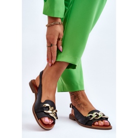 Lewski Shoes Lädersandaler för kvinnor Lewski Skor 3230 Svarta ärtor 2